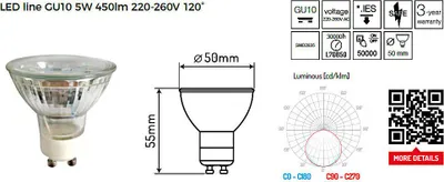 Produktbild von LL-GU10-5W-WW-241963: LED line® GU10 Lampe 230V warm 5W