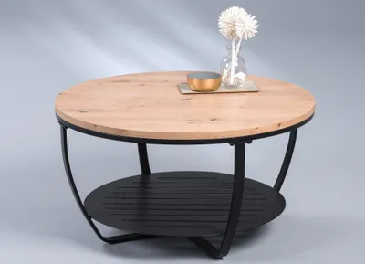 Produktbild von Couchtisch "Palermo" in schwarz - mit Ablage - H=43cm, D=80cm