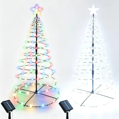 2er-Set Solar-Lichtspiral-Weihnachtsbäume 81 cm, 270 LEDs