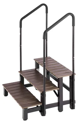 Produktbild von SucceBuy Treppe für Whirlpools mit Handläufen, 3-stufig, 82 cm Breite, geeignet für Aufstellpools, aufblasbare Pools, Wohnmobile, Terrassen und Decks, rutschfeste Stufen mit stabiler Stahlkonstruktion und HIPS-Rahmen