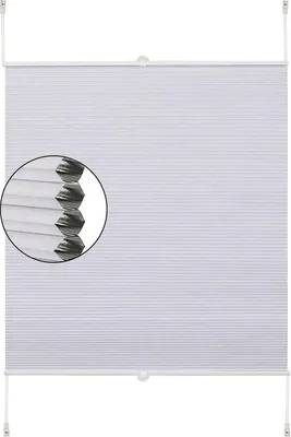 Zdjęcie produktu dla Luksusowa roleta plisowana Happyment – biała – przepuszczająca światło i izolująca – bez wiercenia – poliester – 120 x 130 cm