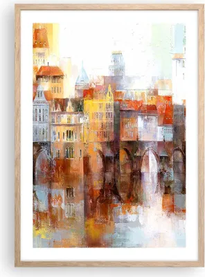Produktbild von Gerahmtes Poster - Rahmen in heller Eiche - Stadt Mietshaus - 50x70 cm - Wand Bild - Wanddeko - Wandbilder - Kunstposter - Wandposter - Bilderrahmen - Bilder - Kunstdruck - Wandbild - P2NPA50x70-3476