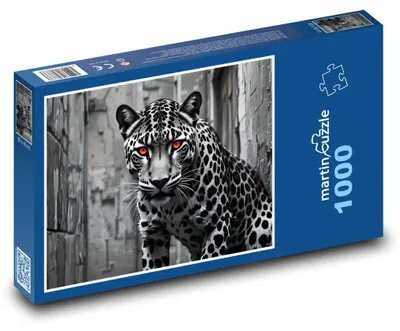 Produktbild von Puzzle 1000 Leopard mit roten Augen - martinpuzzle