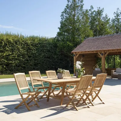 Image de FUN - Salon de jardin en teck pour 8/10 personnes