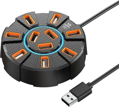 Productafbeelding van 10-Poorts USB 3.0 Hub met Kaartlezer en Audio - High-Speed USB Splitter voor Laptop