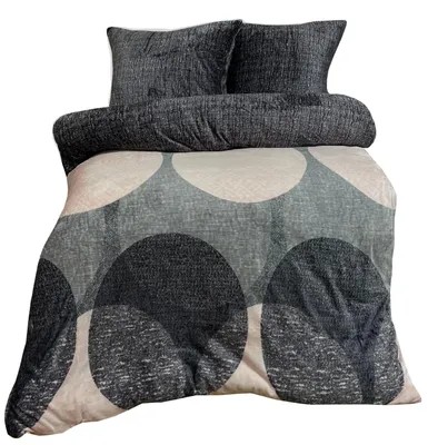 Produktbild von Wendebettwäscheset Teddyplüsch Mikrofaser 200x220 cm Rosa Grau Anthrazit Kreise mit Reißverschluss
