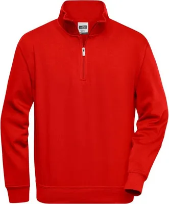 Produktbild von James & Nicholson Sweatshirt Workwear, Half Zip, Gr. M,rot