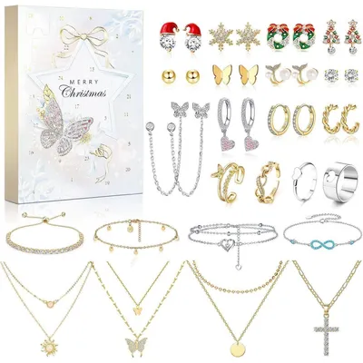 Produktbild von MJARTORIA Schmuck Adventskalender 2024, Weihnachtskalender Damen Mädchen mit 24 Überraschungen