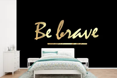 Produktbild von MuchoWow® Fototapete für Wohnzimmer oder Schlafzimmer Wandtapete Vinyl Motivtapete Zitate - Gold - Schwarz - 600x400 cm - Vinyltapeten