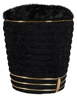 Produktbild von Pouf Doric 335 aus schwarzem Samt mit Goldeinsätzen