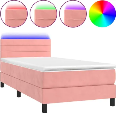 Obrázok produktu pre vidaXL Boxspring posteľ s matracom a LED diódou Ružová 80x200 cm Velvet