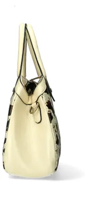 Produktbild von Laura Vita Damen Henkeltasche mit Kuhflecken-Muster Aramis 08, Farbe:Beige