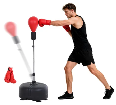 Obrázok produktu pre HOMCOM, boxerský vak s podstavcom, výškovo nastaviteľný (136-154 cm), červený