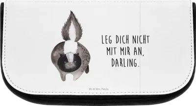 Produktbild von Mr. & Mrs. Panda kosmetiktäschchen Stinktier Angriff - Weiß - Geschenk, Organizer, Kulturbeutel, Skunk, schmink, Kulturtasche, Raubtier, Wildtier, Make-up, wütend