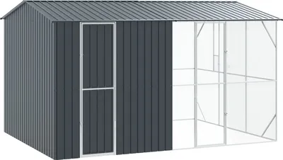 Produktbild von Möbel Vogelvoliere mit Erweiterung Anthrazit 310x442x247 cm aus Stahl - Vogelkäfige 3325162