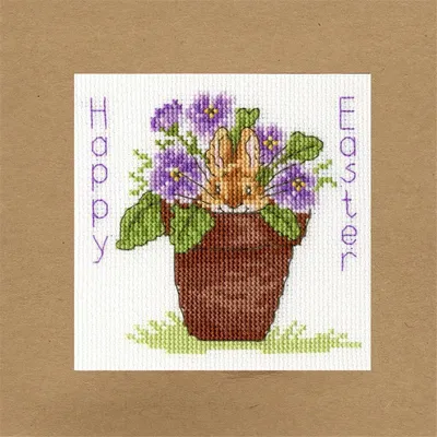 Produktbild von Bothy Threads Grußkarte Kreuzstich-Set "Osterhase", 10x10cm, XGC19, Zählmuster