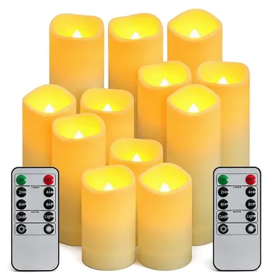 Produktbild von Waufoae LED Kerzen 12 Stück flammenlos wasserdicht mit Fernbedienung für Garten