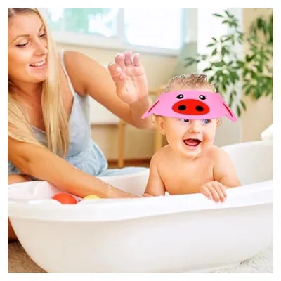 Produktbild von Verstellbare Shampoo Kappe 3 Stück mit Cartoon Motiven Wasserabweisend Weiches Ungiftiges Material Badehaube für Kleinkinder und Babys