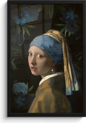 Produktbild von MuchoWow® MuchoWow® Gerahmtes Poster Das Mädchen mit dem Perlenohrring - Johannes Vermeer - Blumen 40x60 cm - Poster mit zchwarzem Bilderrahmen - Papierdruck - Wandbilder