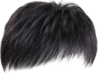 Produktbild von Kurzes, glattes Haarteil für Männer mit Pony, kahle Stellen, graue Haarabdeckung, natürliche Hochtemperaturfaser, männliche schwarze Kunsthaarperücke