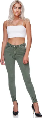 Produktbild von Glamexx24 Damen Colored Skinny Fit Jeans High-Waist Strecht Hose Boyfriend Pants Grün-XS