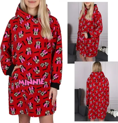Obrázek produktu pro DISNEY Minnie Mouse Červená dívčí mikina, župan, deka s kapucí, huňatá, teplá, měkká, dárek 122-140 cm