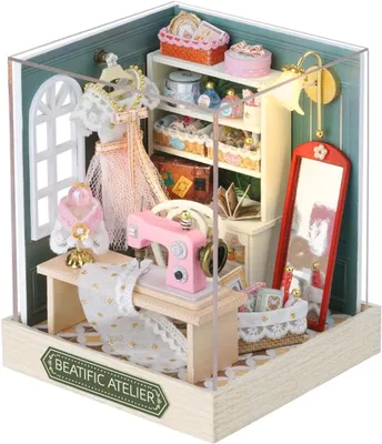 Produktbild von DIY Miniatur Puppenhaus Kit, Handgemachtes Haus Modell, 3D Holz Puppenhaus, Kreatives Projekt für Erwachsene