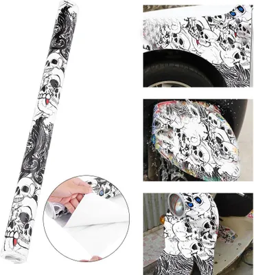 Zdjęcie produktu dla 50 * 150 cm Samochód Samochód Kreskówka Czaszka Graffiti Bomba Naklejka Arkusz naklejki Rolka Naklejka Folia