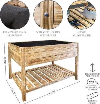 Produktbild von Hochbeet XL 118x79x78cm Geflammt