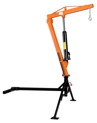Image de Grue de levage VEVOR avec attelage, capacité de charge de 680 kg, incluant une pompe hydraulique de 12 tonnes, grue de levage manuelle avec tourelle rotative à 360°, équipement de levage en acier au carbone pour l'industrie de la construction et la sylviculture