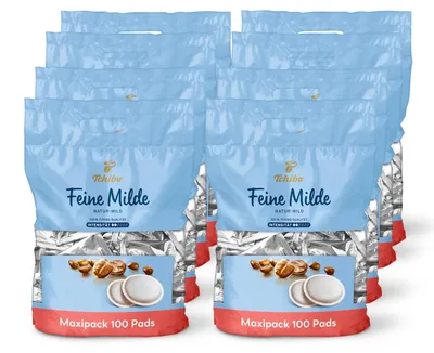 Produktbild von Tchibo Kaffeepads Vorratspack Maxipack, Feine Milde, 800 Stück – 8x 100 Pads (Kaffee, mild mit sanften Röstaromen), nachhaltig, geeignet für Senseo Maschinen
