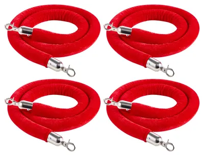 Immagine prodotto di SucceBuy 4 cordoni di delimitazione in velluto rosso da 1,5 m, cordoni di delimitazione con ganci color argento per la gestione dei flussi di visitatori, ideali per eventi come inaugurazioni di cinema, hotel e feste, cordoni di delimitazione per paletti di delimitazione