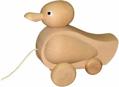 Zdjęcie produktu dla Naturalna drewniana kaczka do ciągnięcia 17 cm