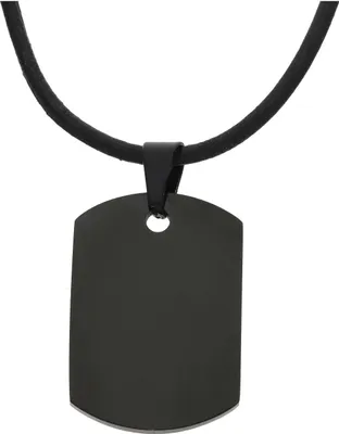 Produktbild von JuwelmaLux Herren Anhänger Edelstahl IP Schwarz Gravurplatte mit Lederkette JL45-02-0011