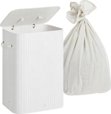 Image de Panier à linge en bambou avec couvercle et sac amovible