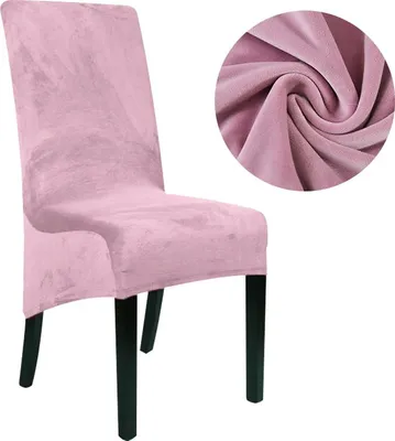 Produktbild von MEBLE ODNOWA, Stuhlbezug für schräge Stühle, Größe XXL, Samtbezug, Rosa, Schonbezug, Elastischer, Samt, Velours, Maschinenwaschbar