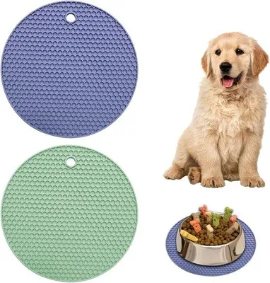 Produktbild von Famanu Set von 2 runden Silikon-Lickmatten, Futtermatte für Hunde und Katzen