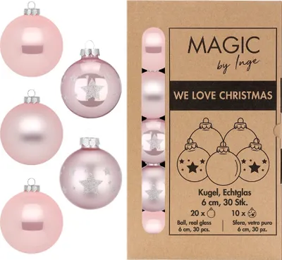 Produktbild von Weihnachtskugeln Glas 6cm mit Sternenmuster 30 Stück - Lovely Magnolia