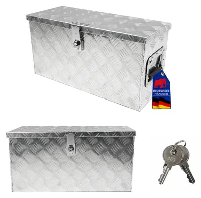 Produktbild von Deichselbox TITAN Anhängerbox abschließbar | HxBxT 25x68x30cm | mit Deckel & 2 Schlüsseln | Aluminium | Alubox für PKW Anhänger Werkzeugkiste Aufbewahrungsbox