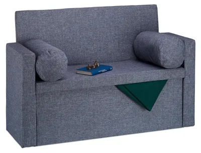 Sitzbank mit Stauraum, klappbar, 2 Kissen, 75x115x47 cm, grau