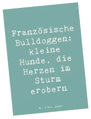 Produktbild von Mr. & Mrs. Panda Postkarte Spruch Französische Bulldogge - Meeresbrise - Geschenk, einzelkarte, bildkarte, Hunderasse, Ansichtskarten, Hunderassen Eigenschaften, Merkmale