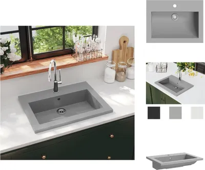 Produktbild von vidaXL Granitbecken 600×450×120 mm Grau - Badezimmer-Waschbecken