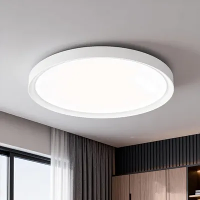 Zdjęcie produktu dla LARS360, okrągła lampa sufitowa LED, 36W, 6500K. Płaska lampa sufitowa o średnicy 28,5 cm. Nowoczesna lampa panelowa LED do kuchni, łazienki, sypialni, przedpokoju i piwnicy