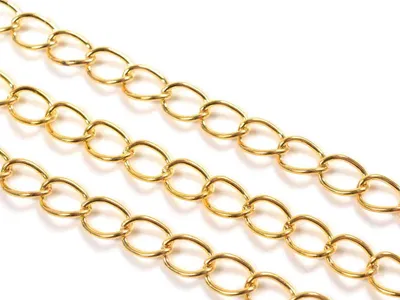 Produktbild von Vintageparts Gliederkette Metalllegierung goldfarben große Glieder oval 8x5mm 2m