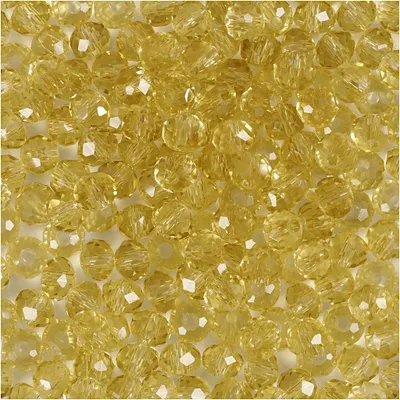 Produktbild von Glasschliffperlen, D 4 mm, Lochgröße 1 mm, Gelb, 45 Stk/ 1 Pck [HOB-60981]