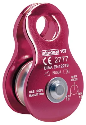 Produktbild von ALPIDEX Seilrolle Umlenkrolle 20 kN - Mobile Pulley Flaschenzug - für Seile bis 11 mm Durchmesser - EN12278, Farbe: red
