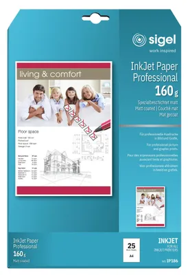 Produktbild von SIGEL IP186 Inkjet Papier Professional, matt, 160 g/m², A4, 25 Blatt