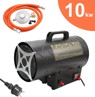 Zdjęcie produktu dla Karpal, piec gazowy o mocy 10 kW, generator ciepłego powietrza o wydajności 320 m3/h. Ogrzewacz gazowy, w zestawie wąż gazowy i reduktor ciśnienia. Grzejnik gazowy, nagrzewnica