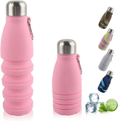 Produktbild von Opvouwbarer Sportbecher, 550 ml, tragbar, wasserdicht und spilloproof, ideal für Reisen, Sport und Outdoor-Aktivitäten (rot)