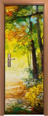 Produktbild von Türposter 70x200 cm Türaufkleber Türtapete Türfolie Klebefolie Wald See Herbst Landschafts Park Baum